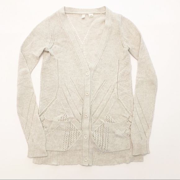 Anthropologie Sweaters - Anthro Moth Long Lines Pointelle Knit Caridgan
